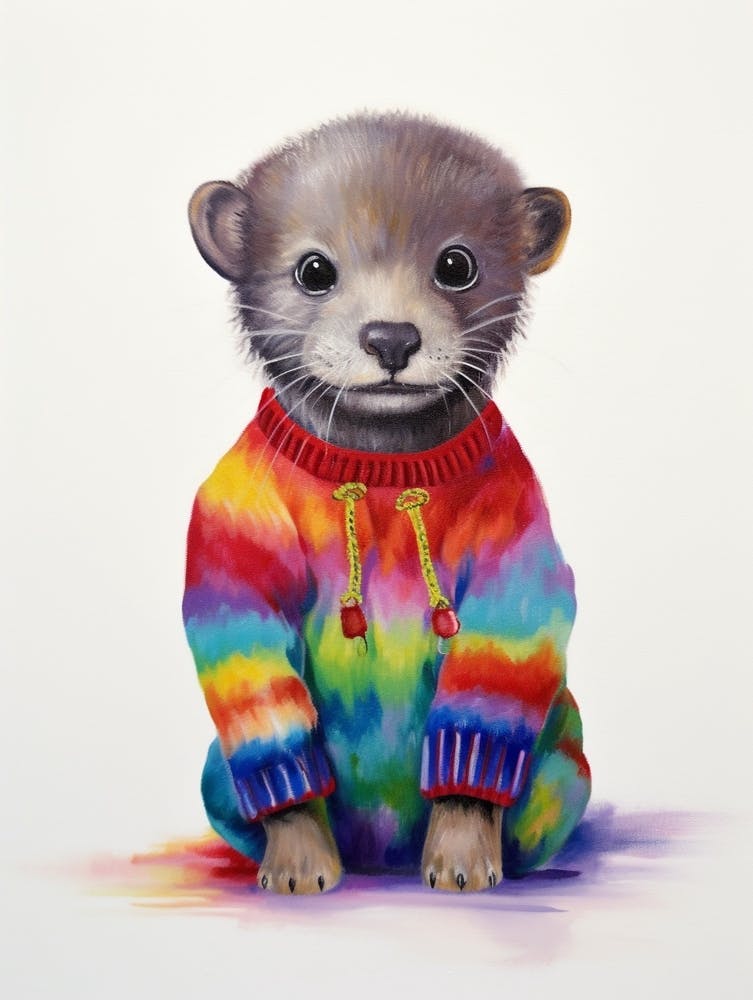 Baby Animal Wearing Sweater Otter 1
