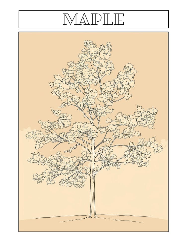 Maple Tree Minimalistic Drawing 3 Poster