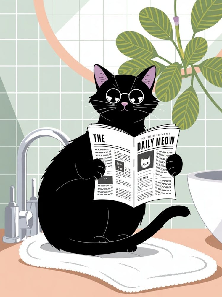 Cat Reading Newspaper 6