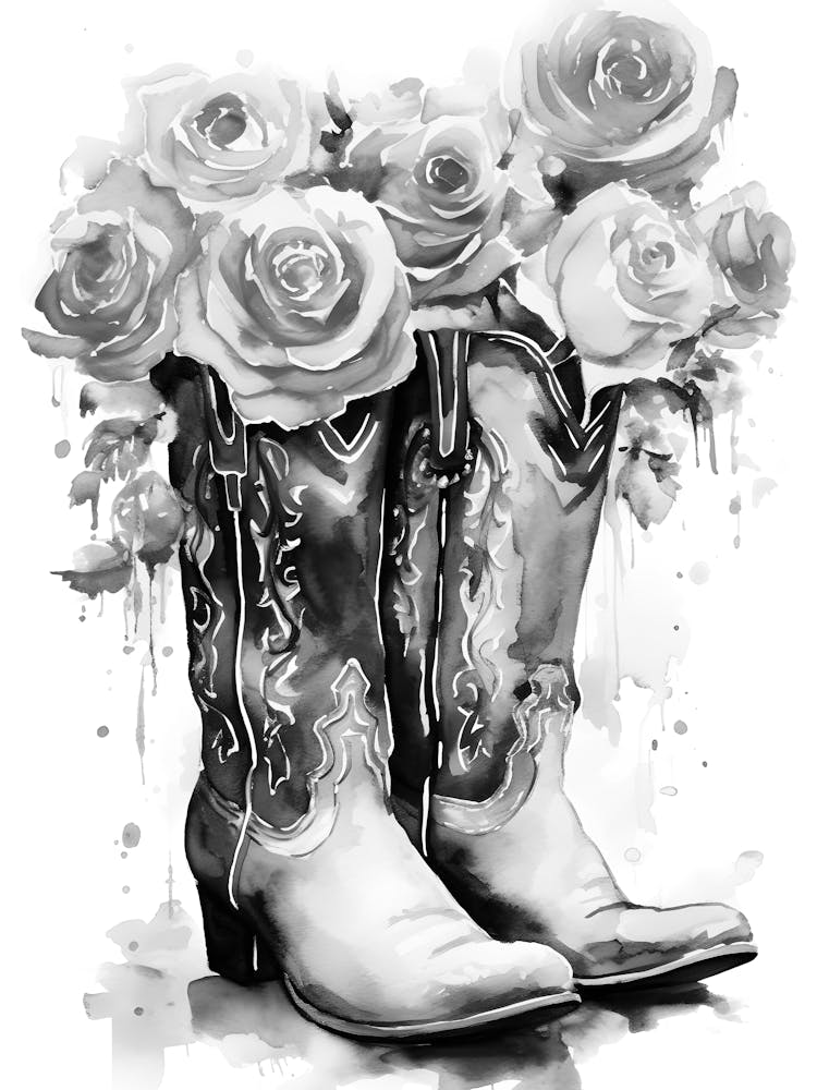 Cowboy Boots With Roses