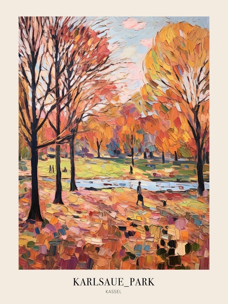 Autumn City Park Painting Karlsaue Park Kassel 2 Poster