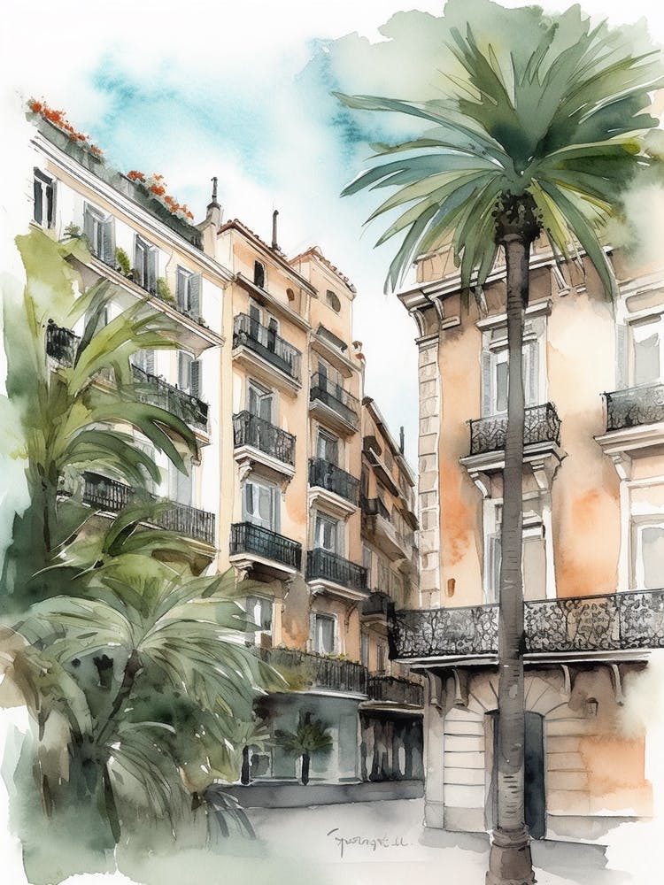 La Barceloneta Neighborhood, Watercolour 3