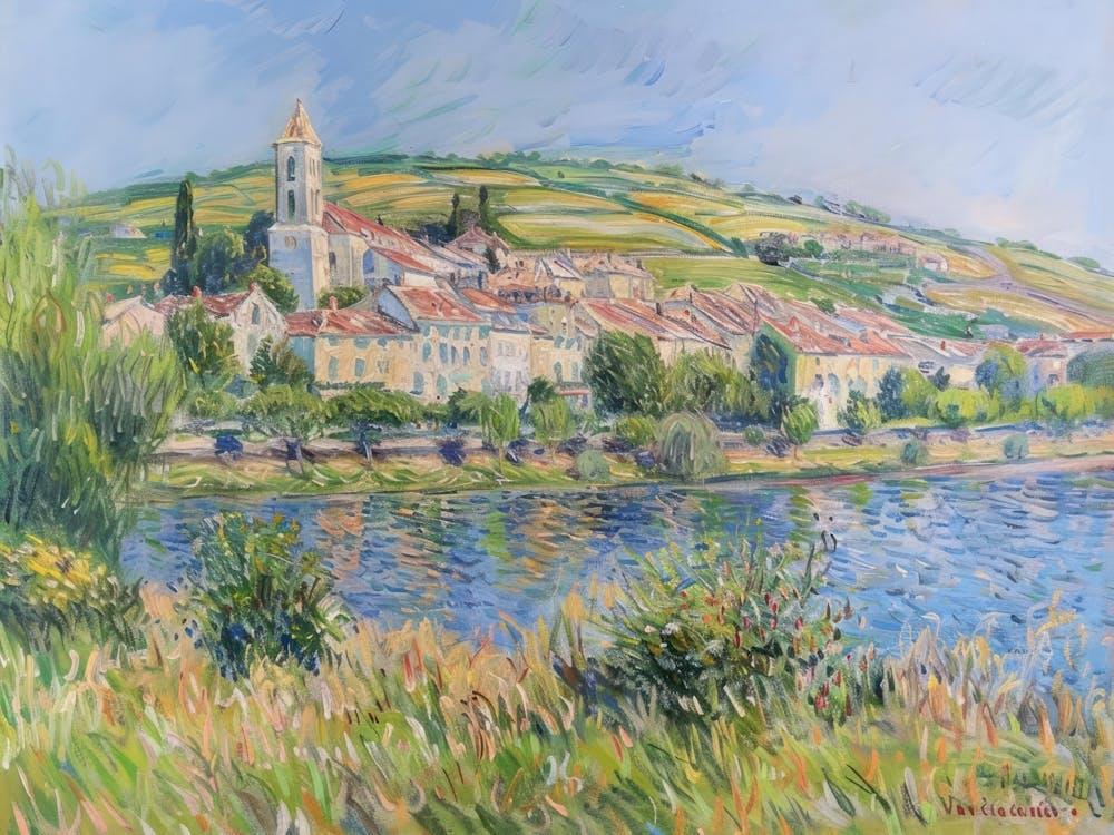 Serenity At Waterside Painting Inspired By Paul Cezanne