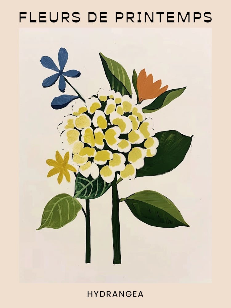 Spring Floral French Poster  Hydrangea 1