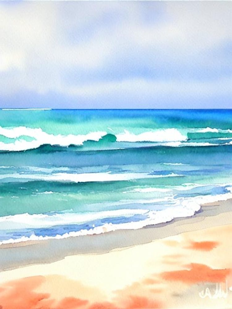 Narrabeen Beach 2, Australia Watercolour
