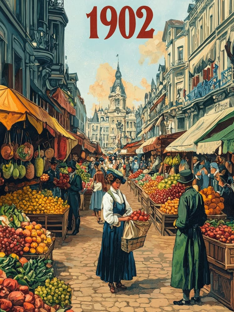 Aihrgdesign A Retro Poster Of A Lively 1902 Open Air Marketpl 34b9948d Cdd7 457b 96c9 B7a9726f1908 0