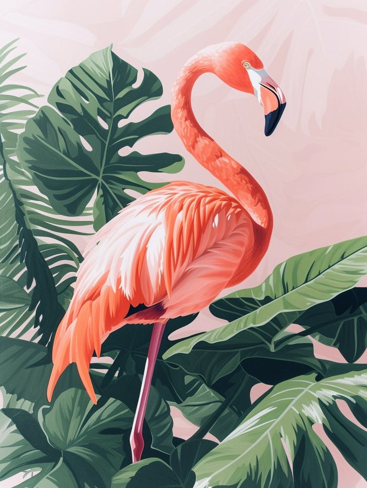 Chilean Flamingo Philodendrons Minimalist Illustration 4