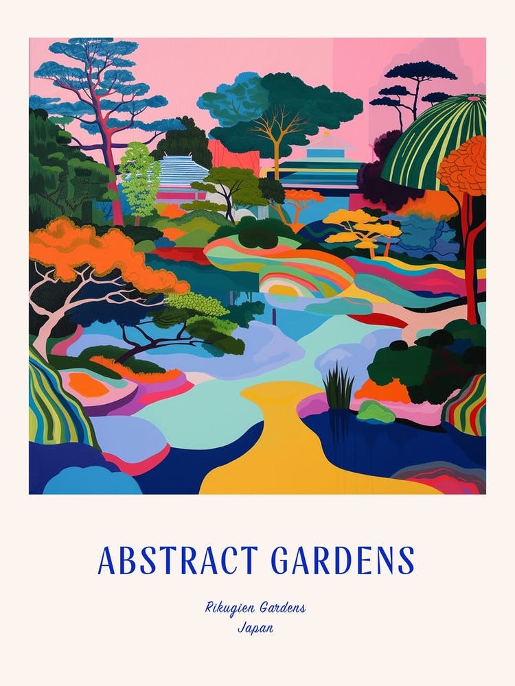 Colourful Gardens Rikugien Gardens Japan 1 Blue Poster