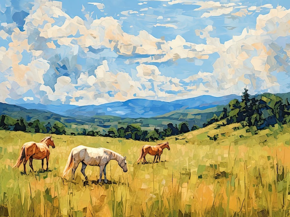 Pferde Gemälde in den Blue Ridge Mountains Virginia, USA, Landschaft 1