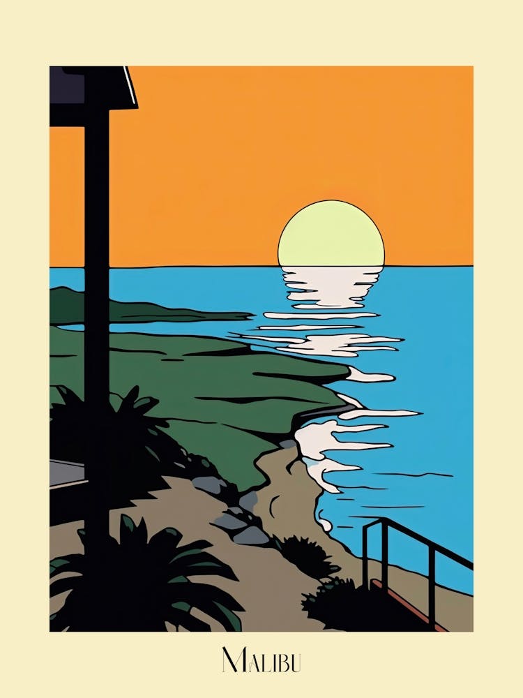 Poster Of Minimal Design Style Of Malibu California, Usa 4