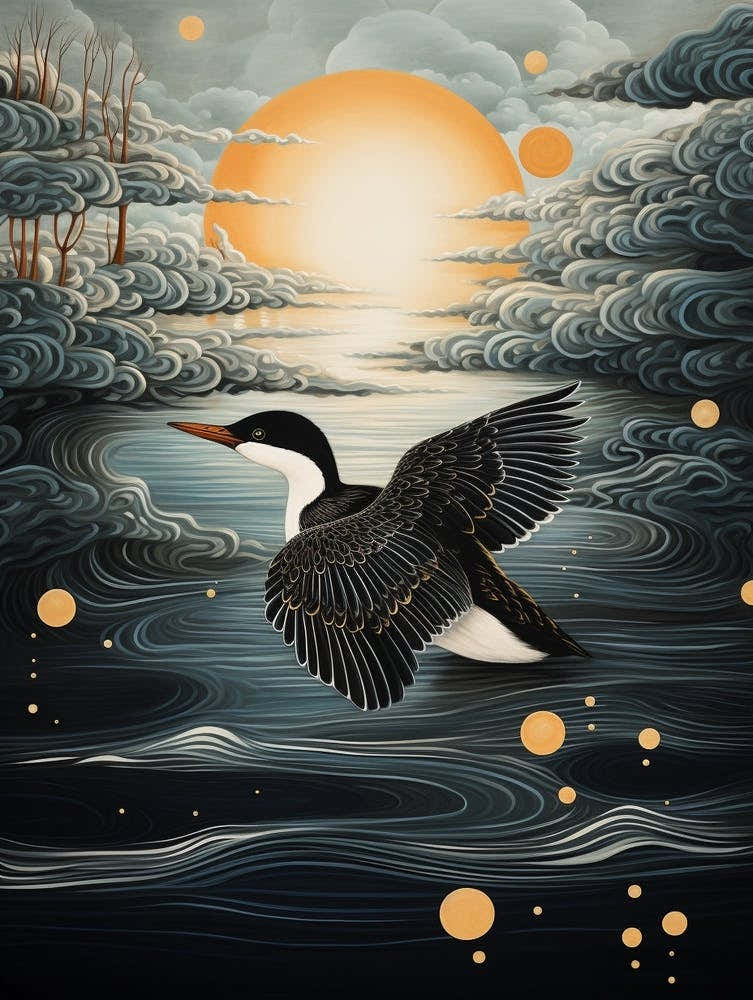 Grebe 3 Gold Detail Painting