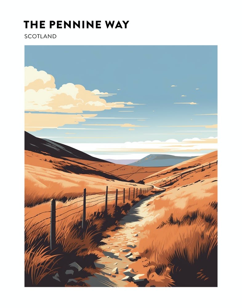 The Pennine Way Scotland 3 Hiking Trail Landscape Poster