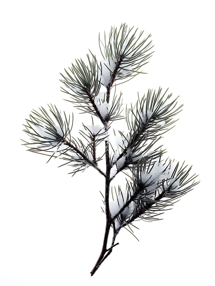 Pine Branch Covered in Snow 1