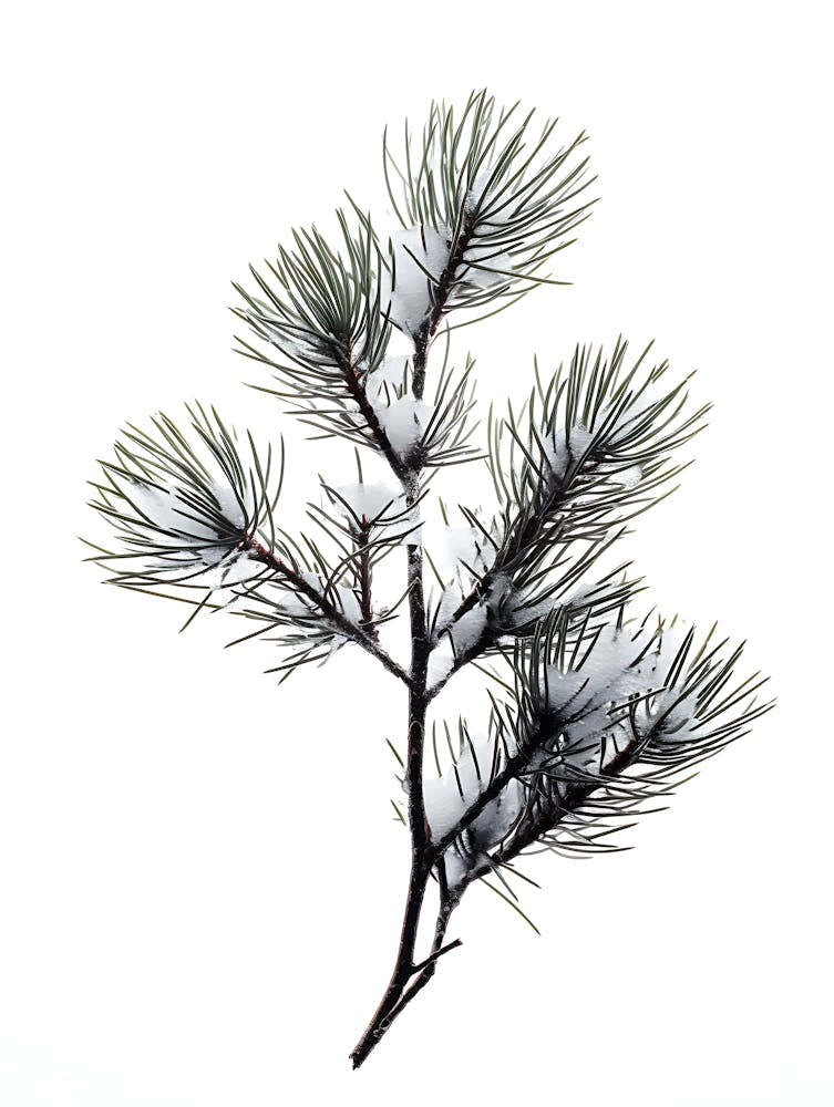 Pine Branch Covered in Snow 1