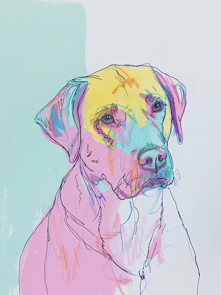 Labrador Dog Neon Pastel Line Illustration