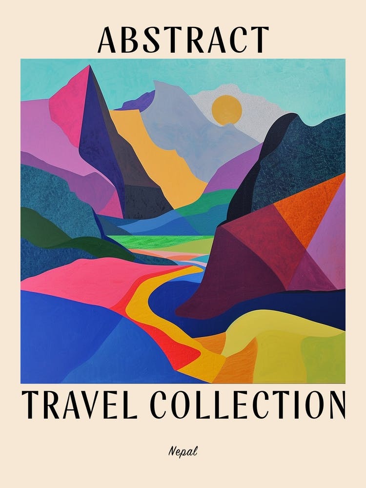 Abstraktes Reisekollektionsposter Nepal 3