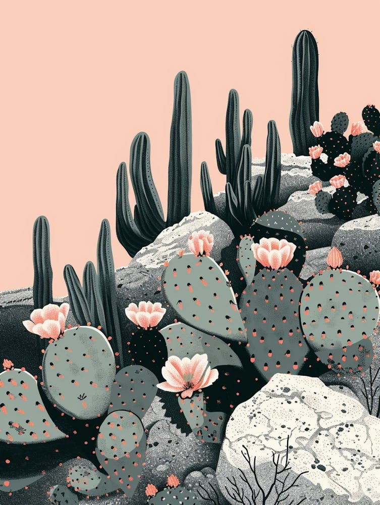 Cylindropuntia Kleiniae Minimalist Abstract 2