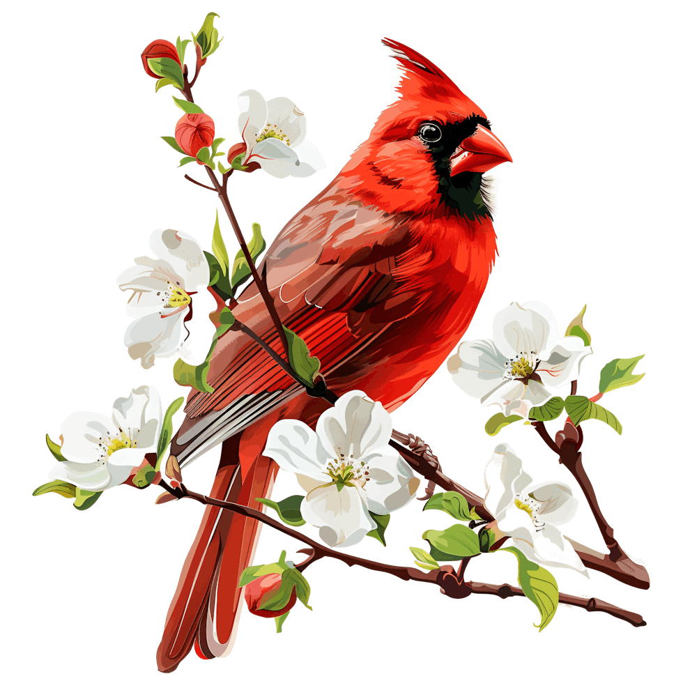 Cardinal In Blossom