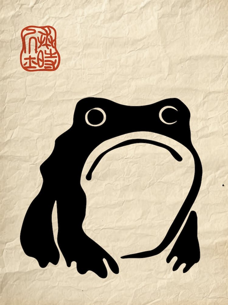 Matsumoto Hoji Frog Inspired Frog On Vintage Paper Japanese