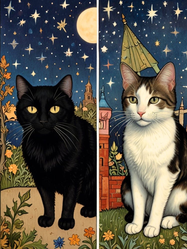 Two Cats At Night