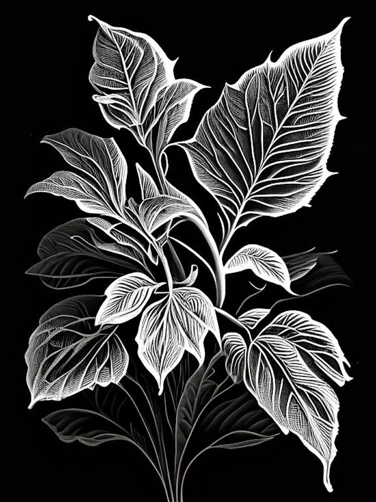 Bergamot Leaf Linocut 4