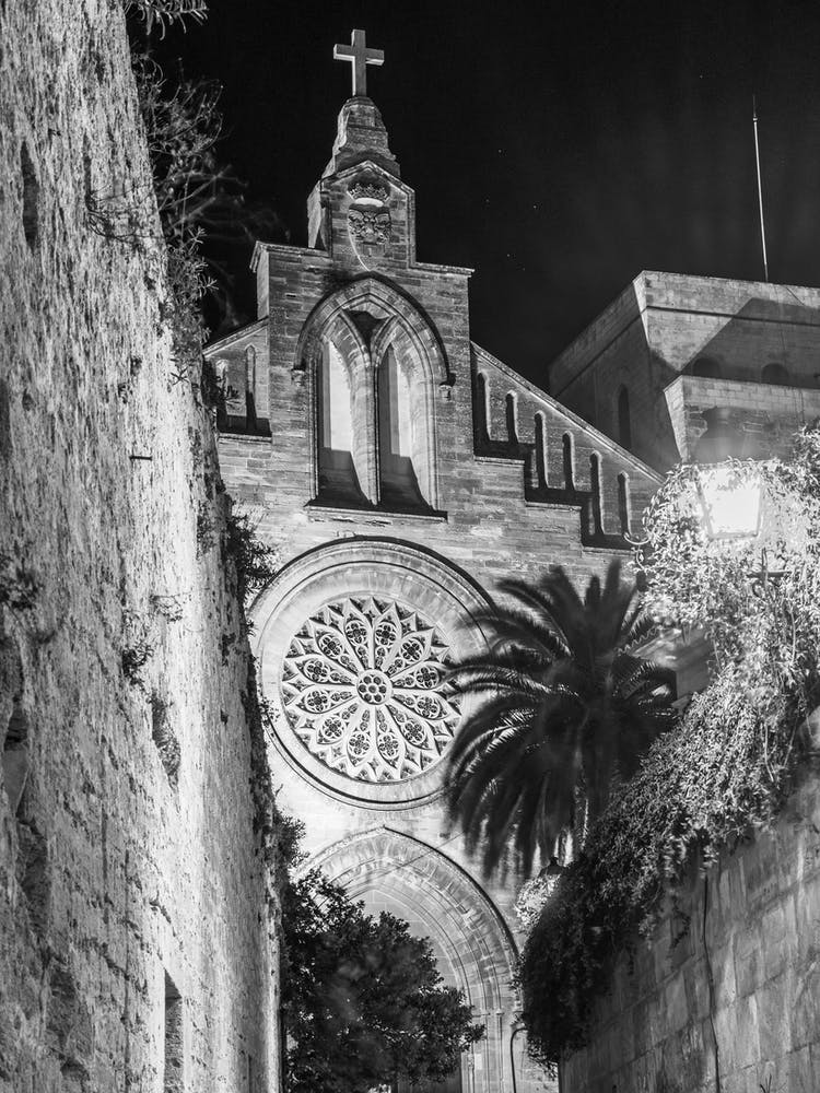 Black And White Photo Of A Church