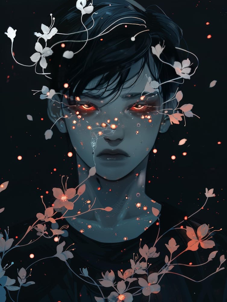 Boy With Flowers On His Head