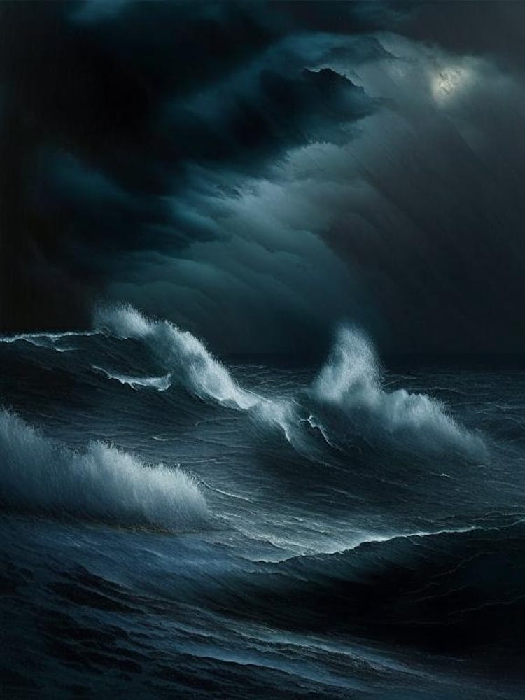 Stormy Weather Waterscape Crayon 1