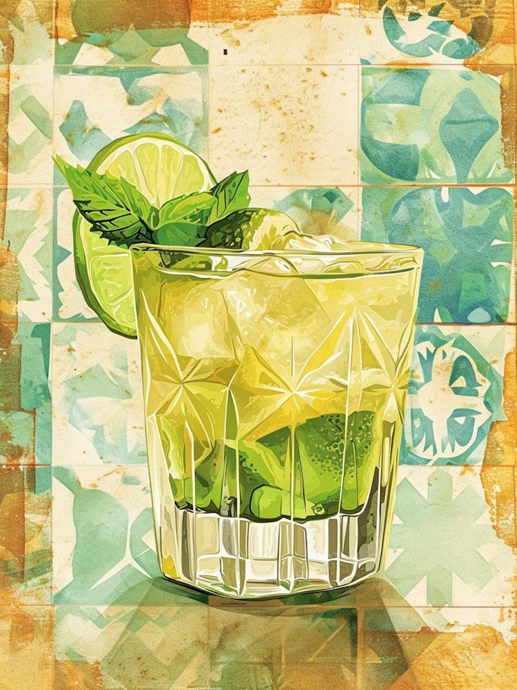 Mojito Watercolour Tiled 4