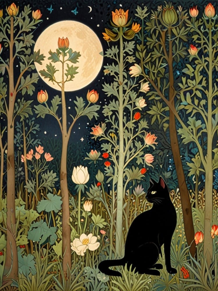 William Morris Black Cat In The Forest 37