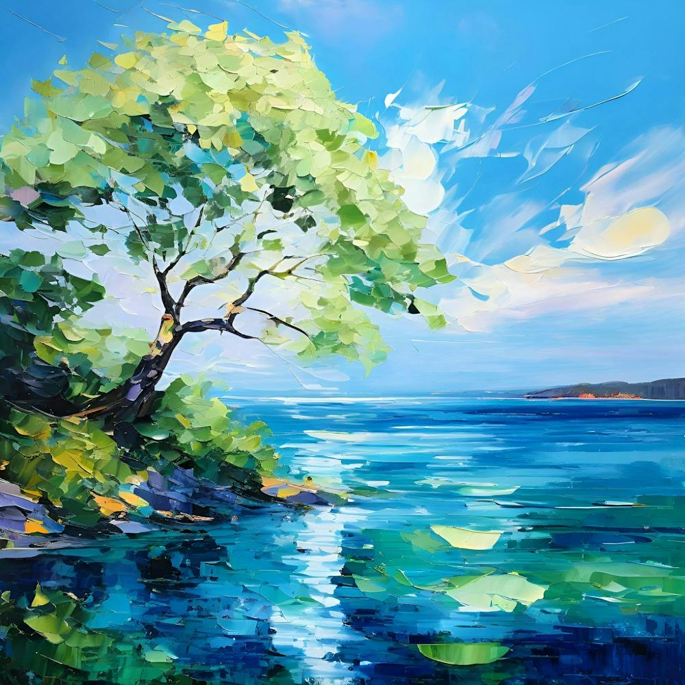 A Stunning Post Impressionist Painting Masterfully Executed With A Palette Knife Featuring An Abstr (1)