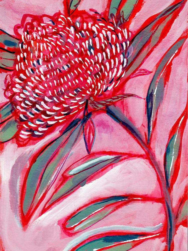 Pink And Red Botanical Print 