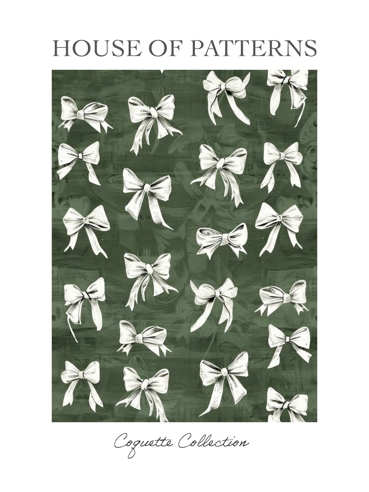 Green And White Bows 3 Pattern Poster
