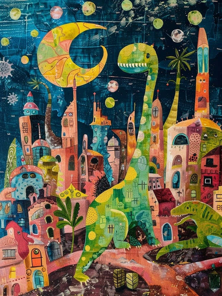 Abstract Geometric Colourful Dinosaur Painting 2