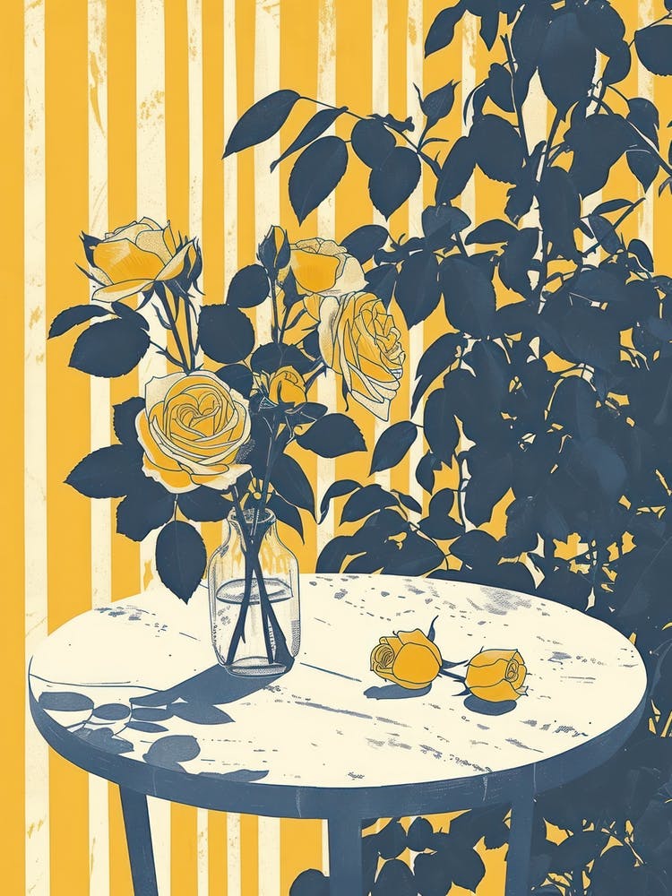 Roses Flowers On A Table   Contemporary Illustration 2