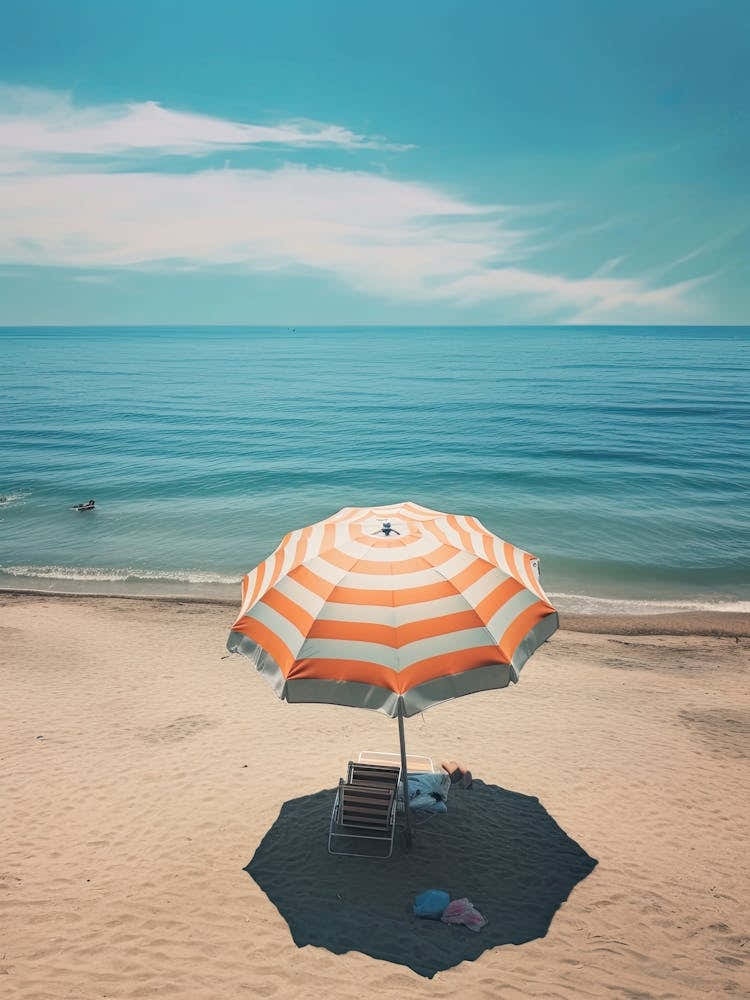 Orange Beach Umbrella Ocean Summer Photography