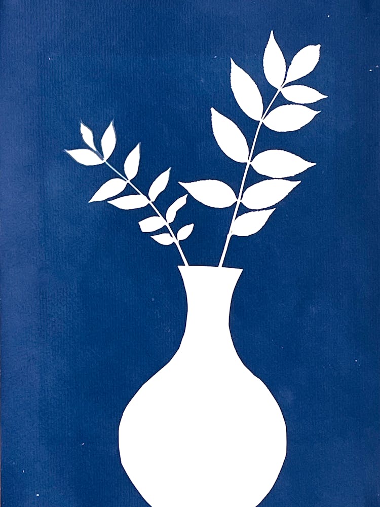White Vase With Leaves