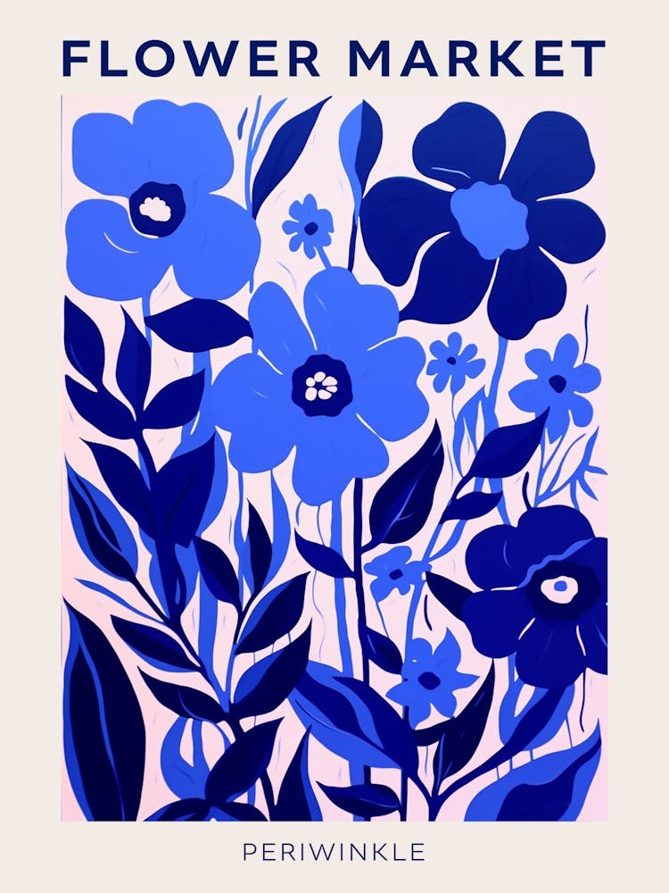 Blue Flower Market Poster Periwinkle 2