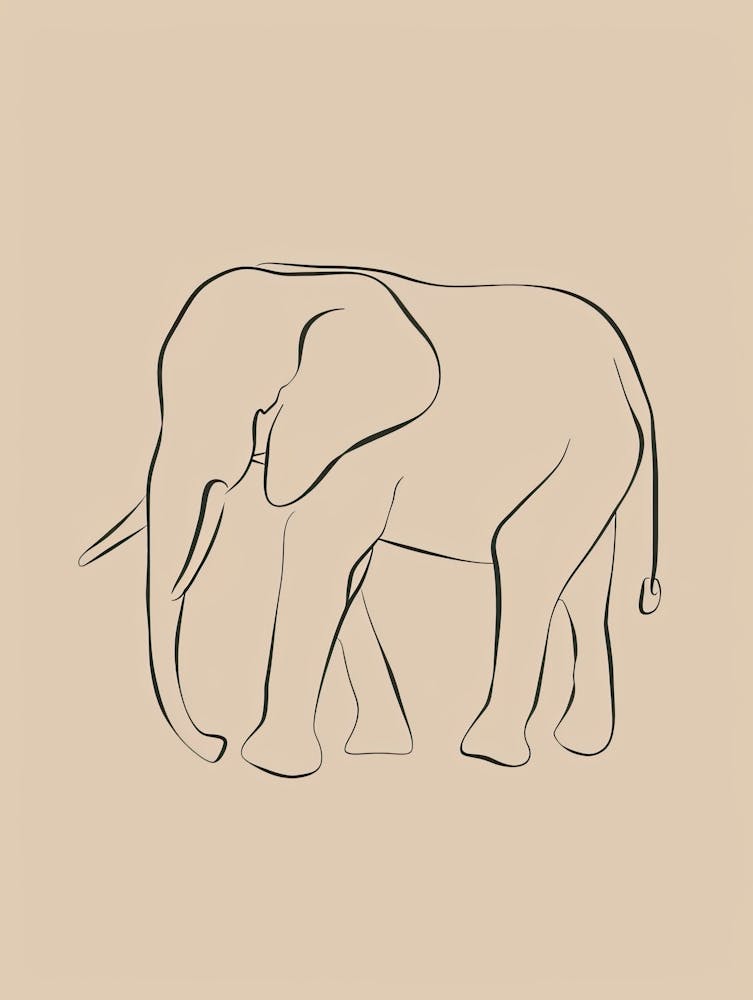 Elephant - Line Drawing