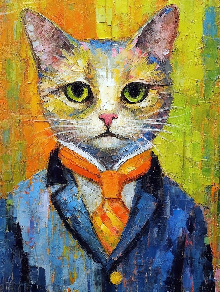 Catwalk Couture; Feline Fashion In Oil Painting