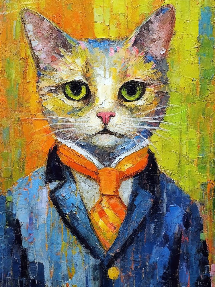 Catwalk Couture; Feline Fashion In Oil Painting