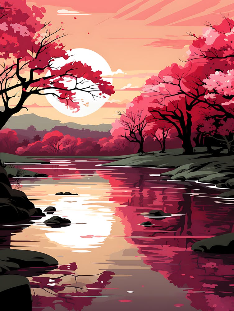 Cherry Blossom Illustration Wall Art 4