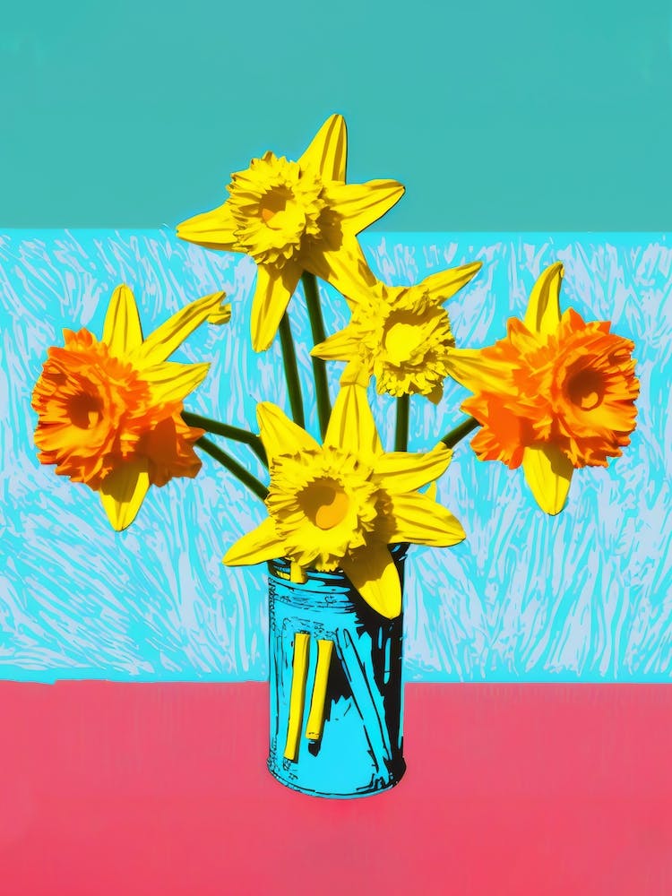 Daffodils Pop Art Andy Warhol Style 4