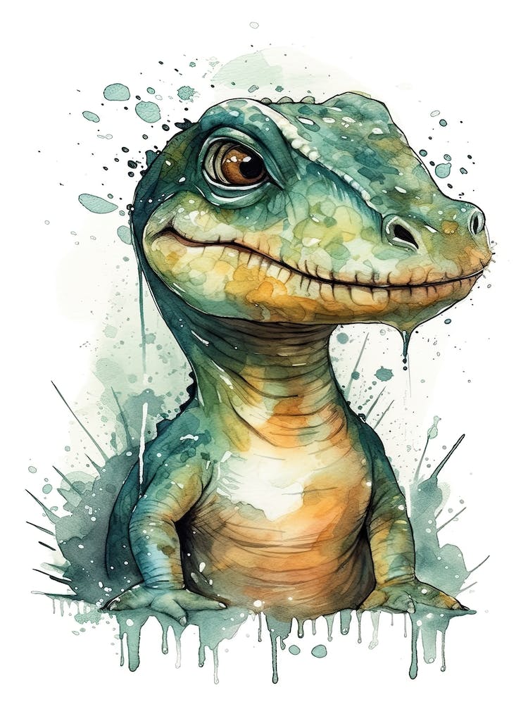 Torvosaurus Cute Dinosaur Watercolour 1