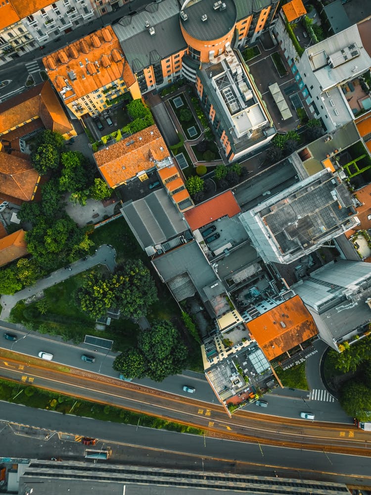 Top view street Milan Photo Poster