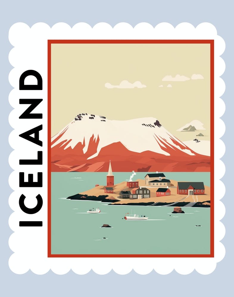 Iceland 4 Travel Stamp Poster