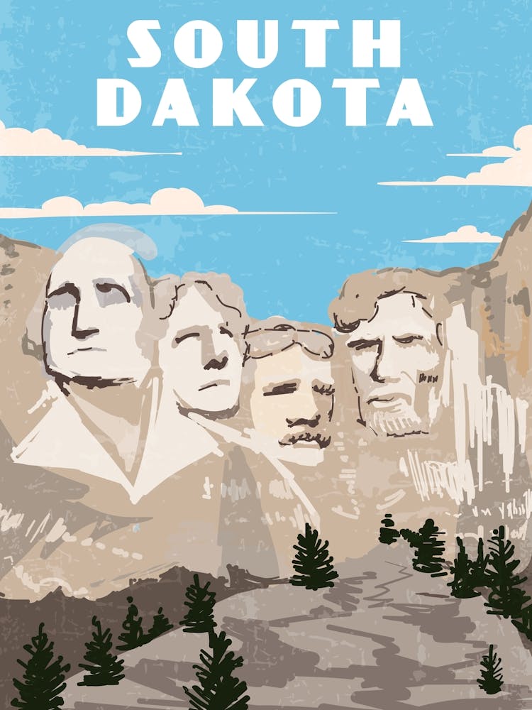 South Dakota, USA — Retro-Reise-Minimalistisches Poster