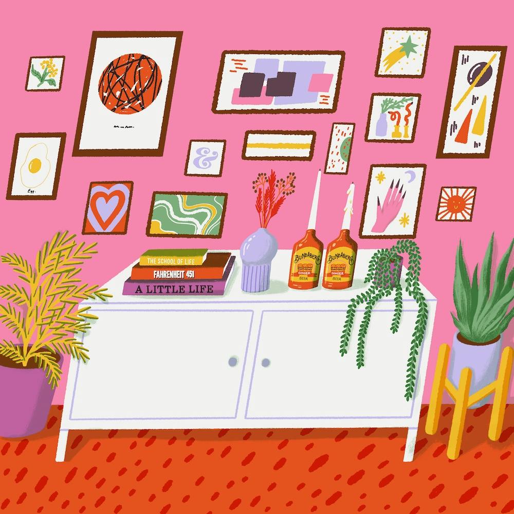Dreamy Pink Living Room Square
