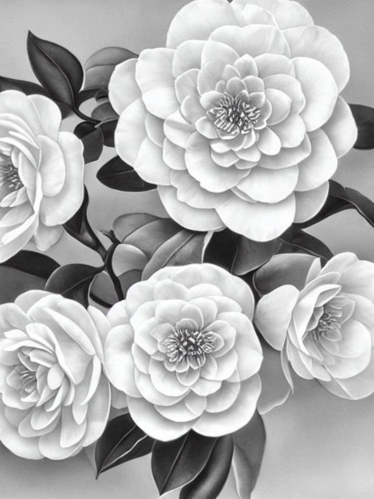 Camellia B&W Pencil 1 Flower