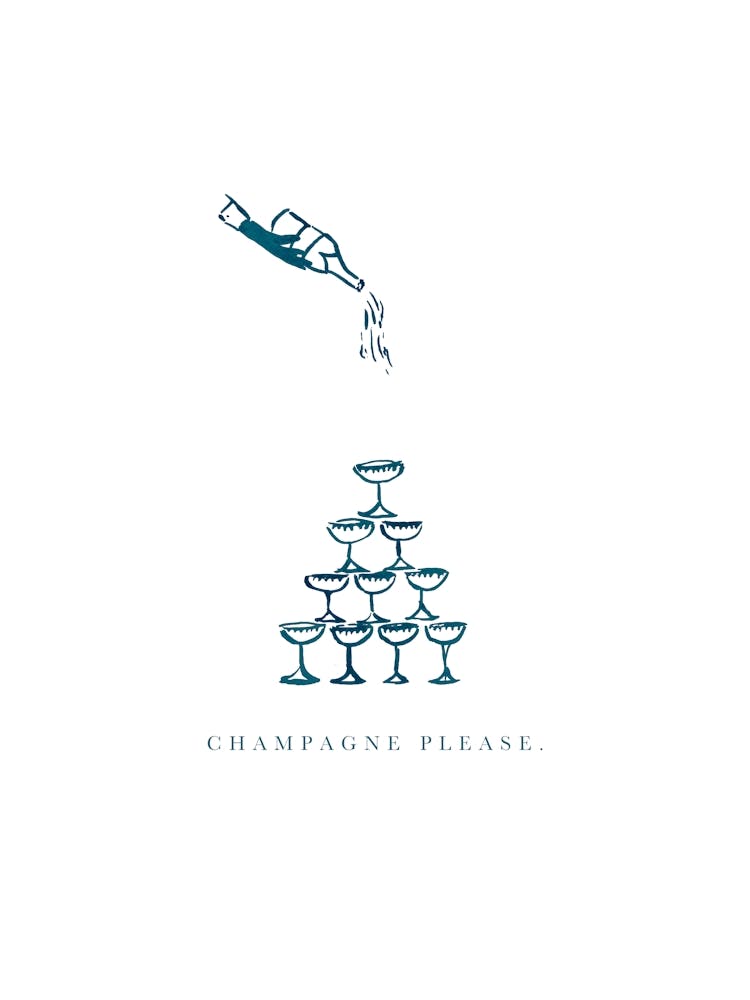 Champagne Please , Drinks party , champagne glasses , Hand-painted